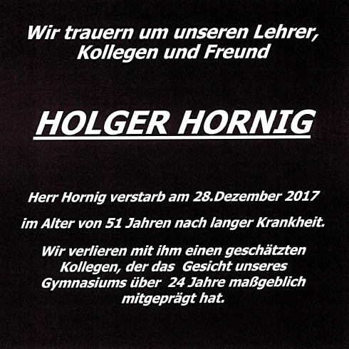 Traueranzeige Holger Hornig