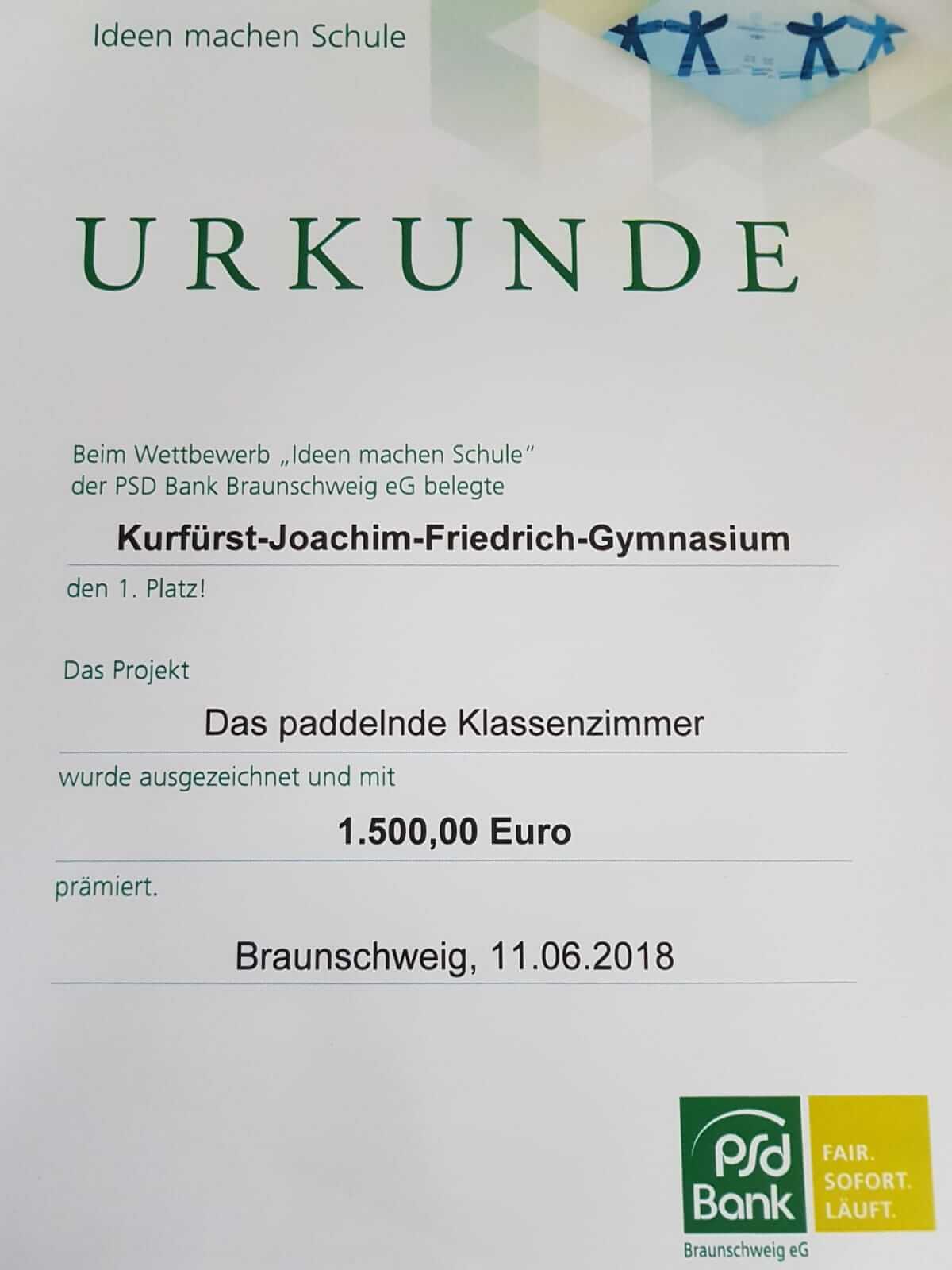 1. Platz „Ideen machen Schule“