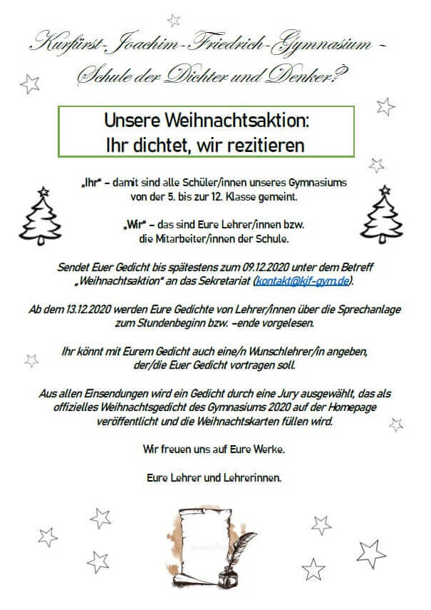 Unsere Weihnachtsaktion: Ihr dichtet, wir rezitieren