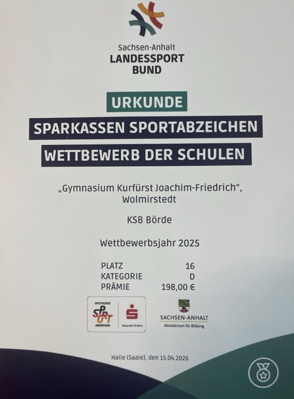 Sparkassen – Sportabzeichen – Wettbewerb der Schulen 2025